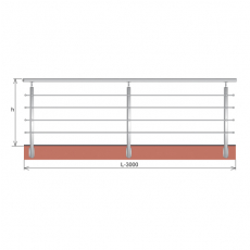 Zábradlie BR AISI304, 40x40x2/4xd12/H900/L3000mm