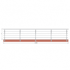 Zábradlie, BR AISI304, 40x40x2/4xd12/H900/L6000mm