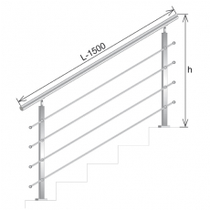 Zábradlie schody, VS AISI304, 40x40x2/4xd12/H900/L