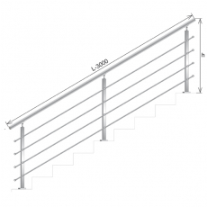 Zábradlie schod VS AISI304, 40x40x2/4xd12/H900/L30