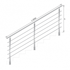 Zábradlie schody, BS AISI304, 40x40x2/4xd12/H900/L