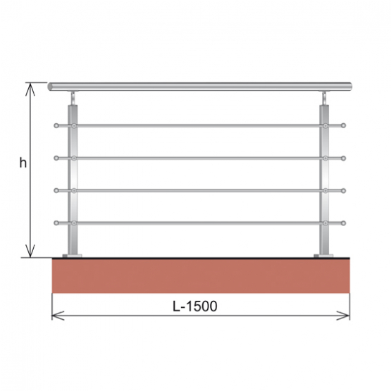 Zábradlie, VR AISI304, 40x40x2/4xd12/H900/L1500mm