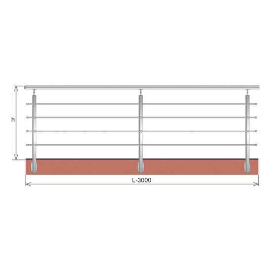 Zábradlie BR AISI304, 40x40x2/4xd12/H900/L3000mm