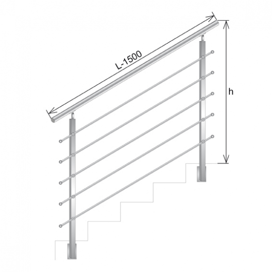 Zábradlie schody BS AISI304, 40x40x2/4xd12/H900/L1